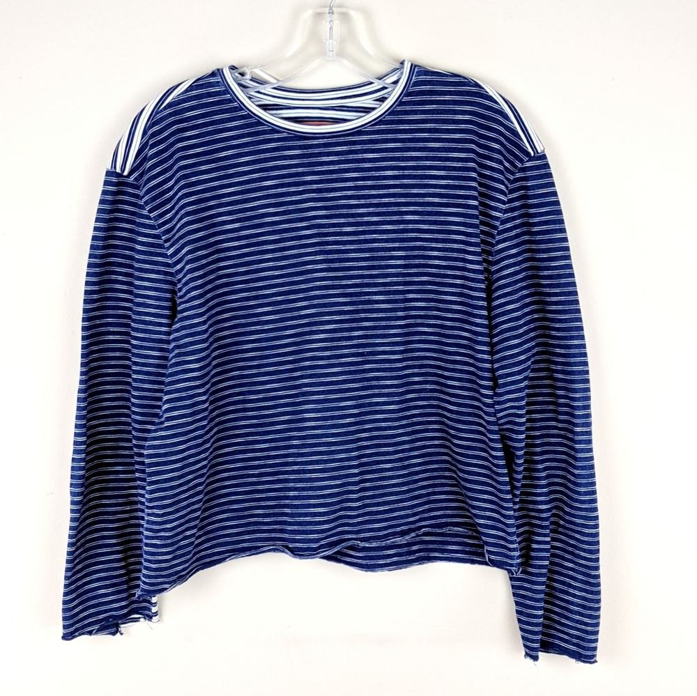 Slvar | Blue White Block Striped Tee-E93P